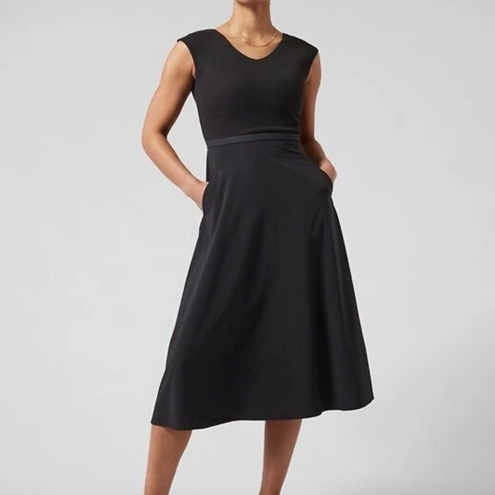 Athleta RYDER Black Midi Dress 1X